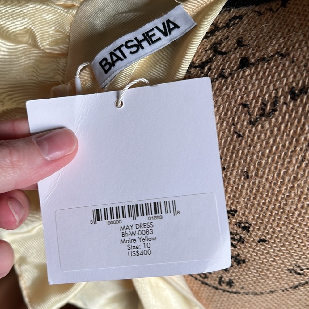 Batsheva Yellow Satin Ruffled Puff-Sleeve Dress - Picture 15 of 16
